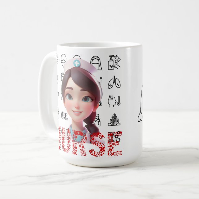 nurse-themed coffee mugs for healthcare profession (Front Left)