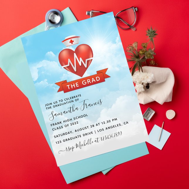 Nurse themed Graduation Party Invitation (Creator Uploaded)