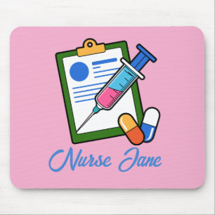 Nurse Tickler Syringe Medicine Personalised Name Mouse Mat