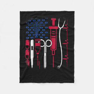 Nurse Tool American Flag Pride 4th Of July Proud N Fleece Blanket