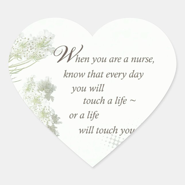 Nurse Touch a Life With Wild Flowers Heart Sticker (Front)