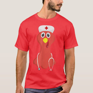Nurse Turkey Face  Funny Thanksgiving Fall Joke Hu T-Shirt