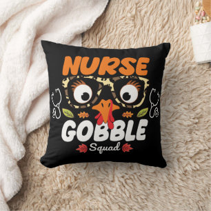 Nurse Turkey Gobble Squad Thanksgiving Nursing Cushion