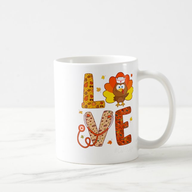 Nurse Turkey Thanksgiving Day Love Nurse Life Fall Coffee Mug (Right)