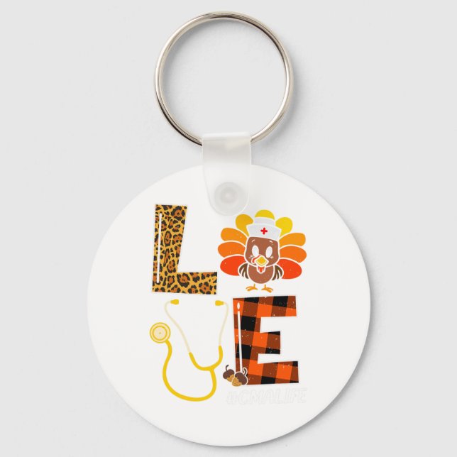 Nurse Turkey Thanksgiving Day Love Nurse Life Fall Key Ring (Front)