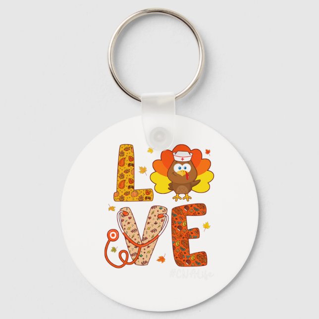 Nurse Turkey Thanksgiving Day Love Nurse Life Fall Key Ring (Front)