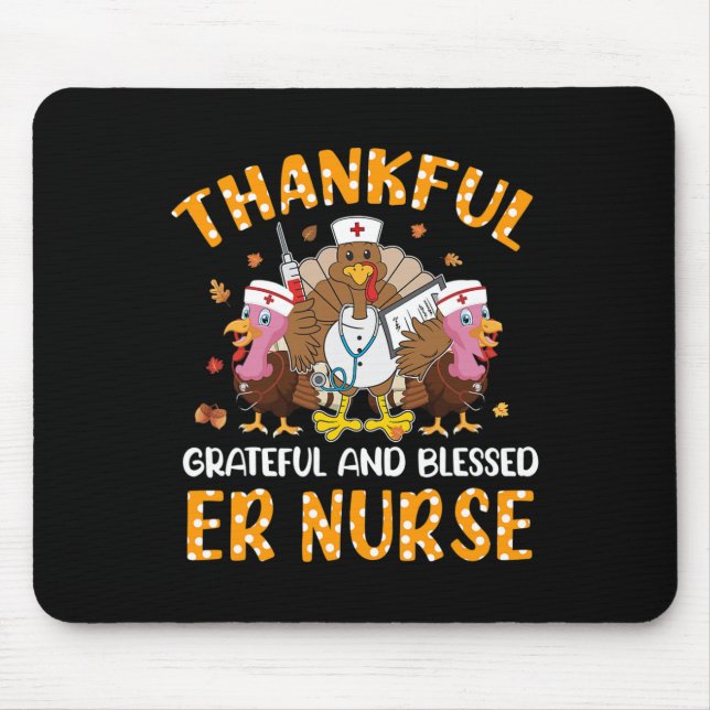 Nurse Turkey Thanksgiving Fall Nurslife Thankful E Mouse Mat (Front)
