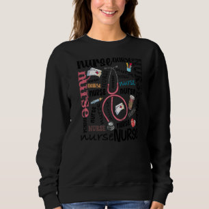 Nurse Typography  School Nurse Nurse Day Nurse Wee Sweatshirt