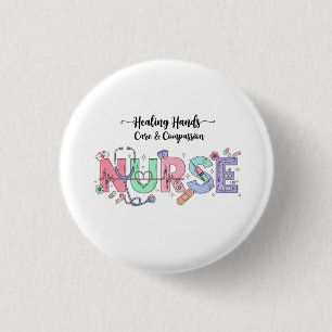 Nurse Typography with Stethoscope Medical Icons  3 Cm Round Badge