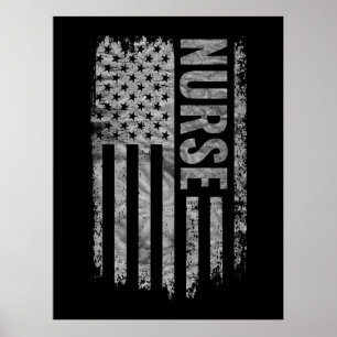 Nurse USA Flag Distressed design Poster