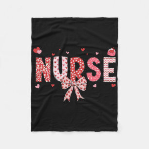 Nurse Valentine Coquette Bow Happy Valentine Nurse Fleece Blanket