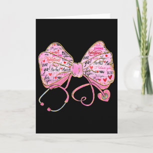 Nurse Valentine Coquette Stethoscope Bow Valentine Card