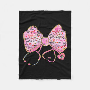 Nurse Valentine Coquette Stethoscope Bow Valentine Fleece Blanket
