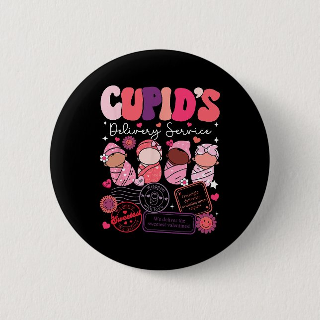 Nurse Valentine Cupid's Delivery Service Labour An 6 Cm Round Badge (Front)