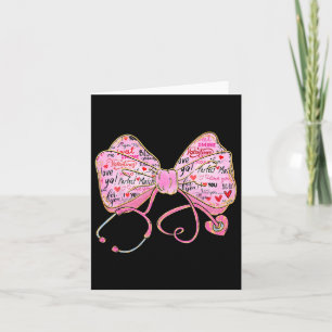 Nurse Valentine Day 2025 Coquette Stethoscope Bow  Card