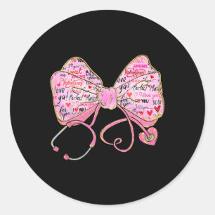 Nurse Valentine Day 2025 Coquette Stethoscope Bow Classic Round Sticker