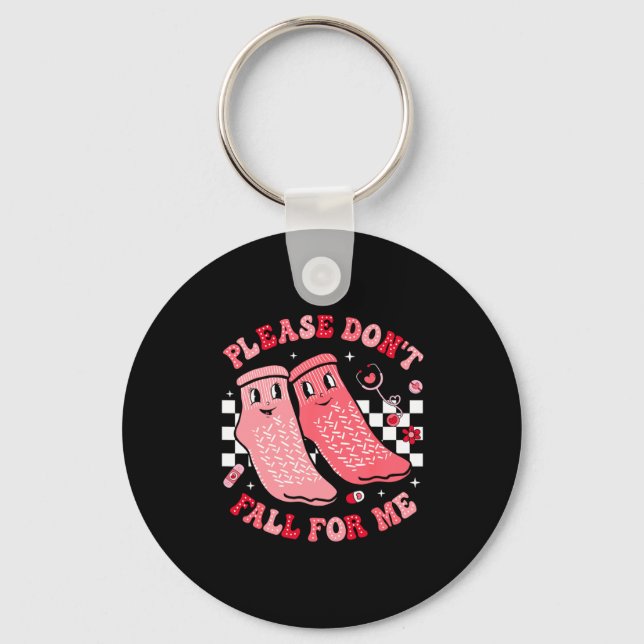 Nurse Valentine Non Slip Socks Please Dont Fall F  Key Ring (Front)