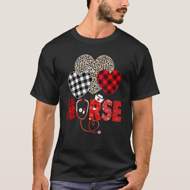 Nurse Valentine Stethoscope Nursing Valentines Day T-Shirt (Front)