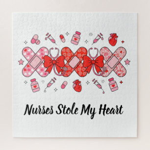 Nurse Valentine XOXO Bandage Stethoscope Medical Jigsaw Puzzle