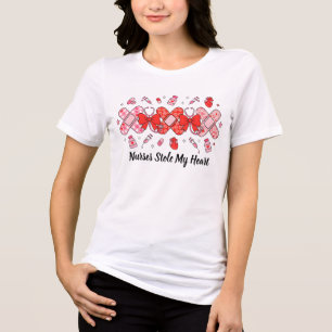 Nurse Valentine XOXO Bandage Stethoscope Medical Tri-Blend Shirt