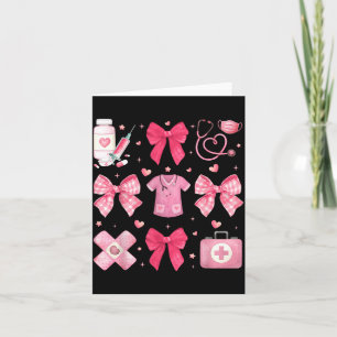Nurse Valentines Coquette Bow Valentine Nursing RN Card