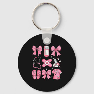 Nurse Valentines Day Coquette Bow Valentine Nurse Key Ring