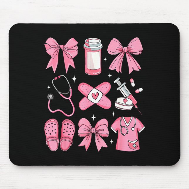 Nurse Valentines Day Coquette Bow Valentine Nurse  Mouse Mat (Front)