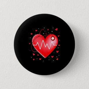 Nurse Valentines Day Heart Stethoscope 2 _1  6 Cm Round Badge