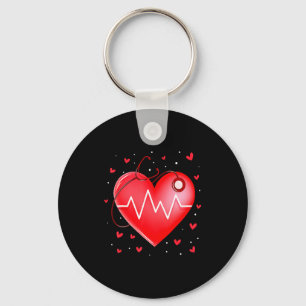Nurse Valentines Day Heart Stethoscope 2 _1 Key Ring