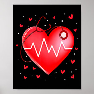 Nurse Valentines Day Heart Stethoscope 2  Poster