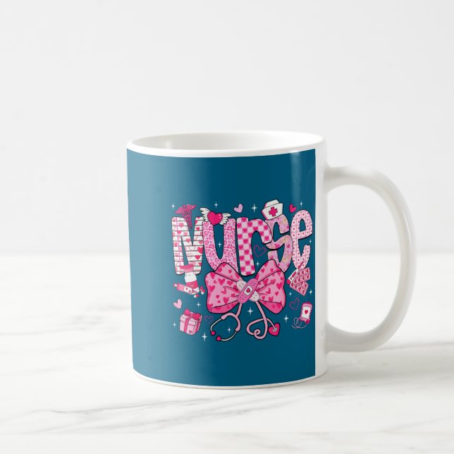 Nurse Valentine's Day Heart Stethoscope Er Icu Nic Coffee Mug (Right)