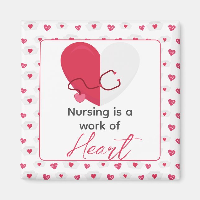 Nurse Valentines Day Medical Pink Heart Gift Magnet (Front)