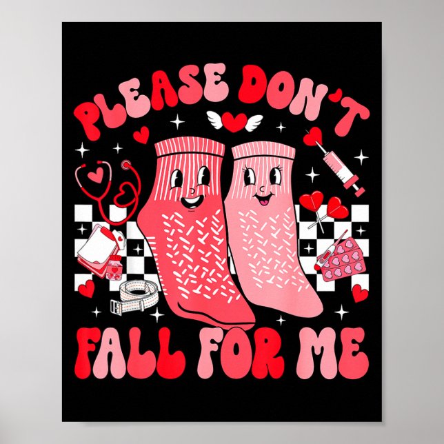 Nurse Valentines Day Non Slip Socks Please Don't F Poster (Front)