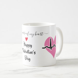 Nurse Valentines Day pink heartbeat pulse Coffee Mug