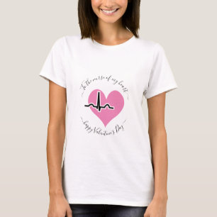 Nurse Valentines Day pink heartbeat pulse T-Shirt