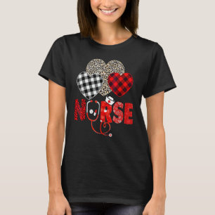 Nurse Valentines Day Stethoscope Leopard Buffalo P T-Shirt