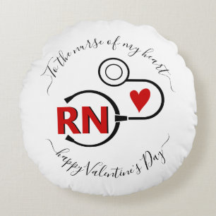 Nurse Valentines Day stethoscope red RN Round Cushion
