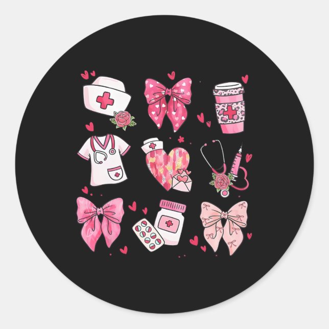 Nurse Valentines Day Valentine Er Icu Nicu Rn Nurs Classic Round Sticker (Front)