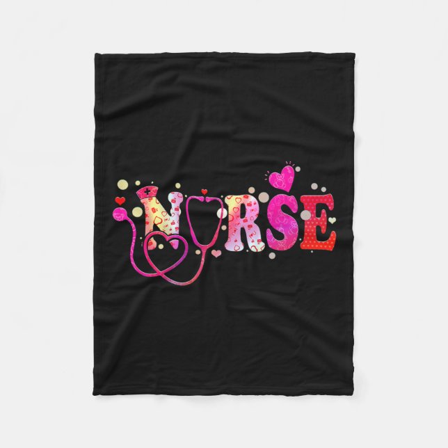 Nurse Valentines Day Valentine Scrub Top Women Scr Fleece Blanket (Front)