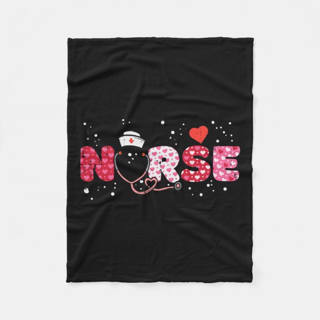 Nurse Valentines Day Valentine Scrub Top Women Scr Fleece Blanket (Front)