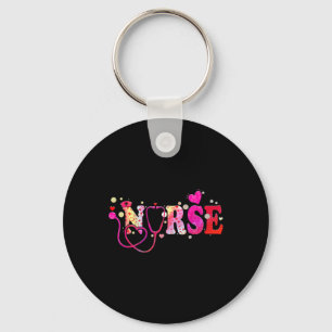 Nurse Valentines Day Valentine Scrub Top Women Scr Key Ring