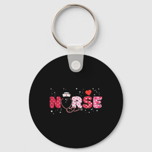 Nurse Valentines Day Valentine Scrub Top Women Scr Key Ring