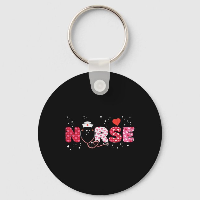 Nurse Valentines Day Valentine Scrub Top Women Scr Key Ring (Front)