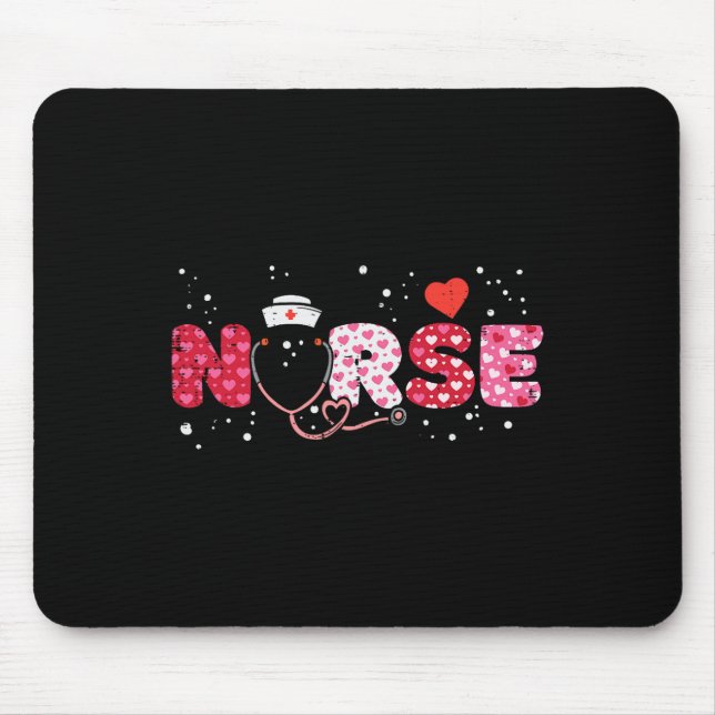 Nurse Valentines Day Valentine Scrub Top Women Scr Mouse Mat (Front)