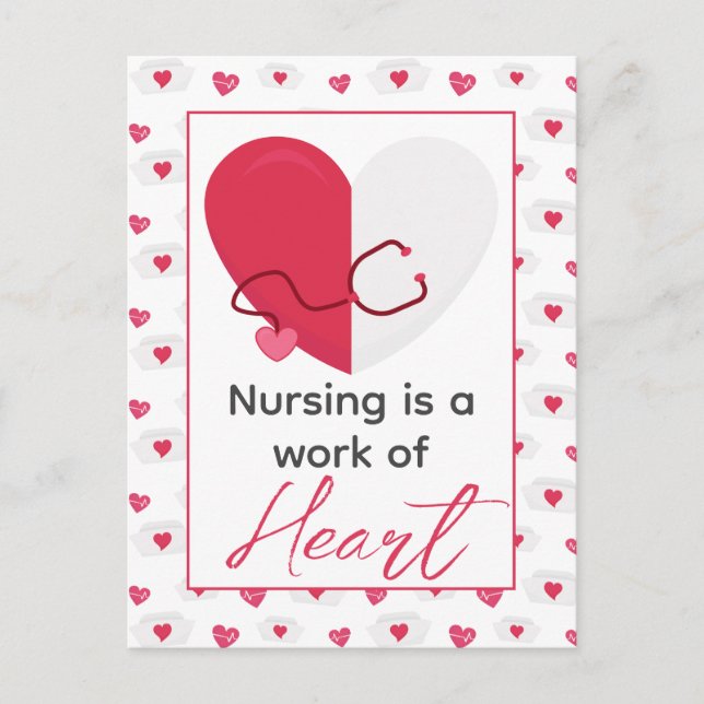 Nurse Valentines Medical Modern Pink Heart Nursing Holiday Postcard (Front)