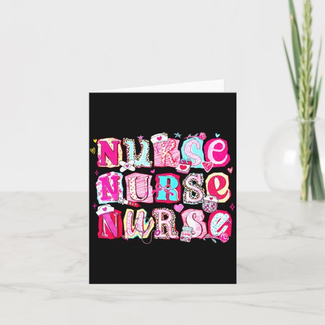 Nurse Valentines Stethoscope Valentine Nursing Gir Card (Front)