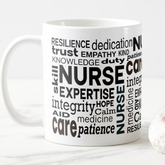 Nurse Values Black Typography Appreciation Coffee Mug (Creator Uploaded)