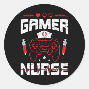 Nurse Video Gamer Gaming 1 Classic Round Sticker