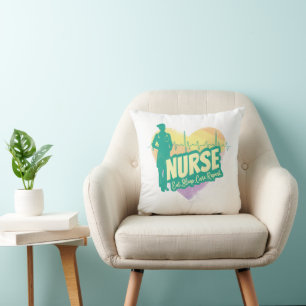 Nurse Vintage Design with Heartbeat Motif Cushion