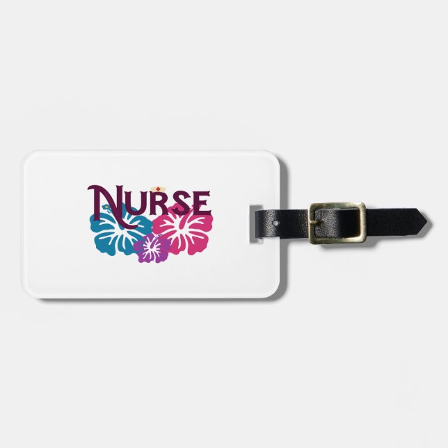 Nurse w-Hibiscus Luggage Tag (Front Horizontal)